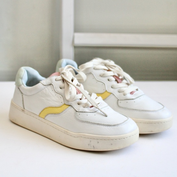Soludos Women's Roma Retro Sneaker - White / Pastels / Yellow / Pink Size 7 - Picture 2 of 9